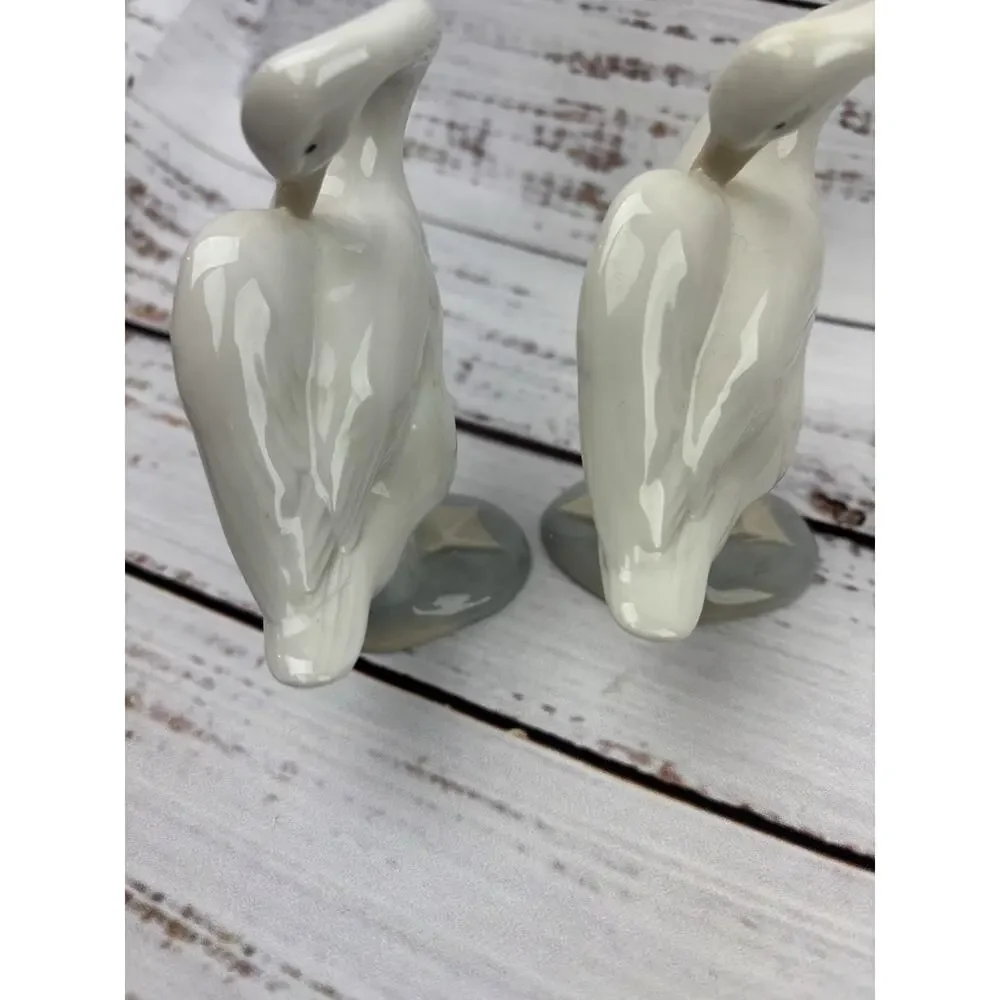 Vtg Lladro (2) Little Duck #4553 (Preening White Goose) Porcelain Figurine